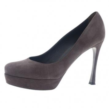 Saint Laurent Paris Grey Suede Palais Platform Pumps Size 37