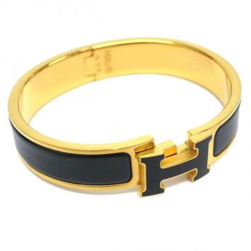 Hermes Clic H Black Enameled Bracelet