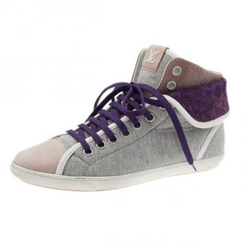 Louis Vuitton Grey Fabric and Suede Brea Sneakers Size 37.5