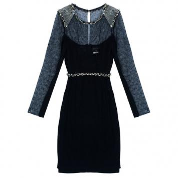 Chanel Black Pearl and Sequin Embellished Dress M