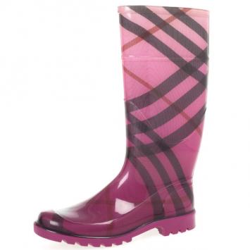 Burberry Purple Novacheck Rubber Rain Boots Size 39