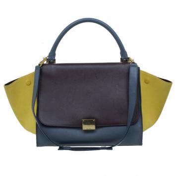 Celine Tricolor Calfskin And Suede Medium Trapeze Bag