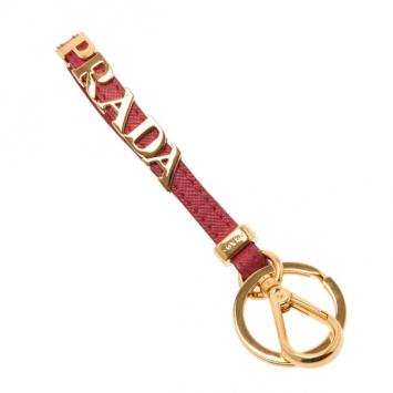 Prada Pink Saffiano Leather Keychain