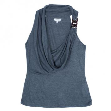 Max Mara Grey Cowl Neck Top M