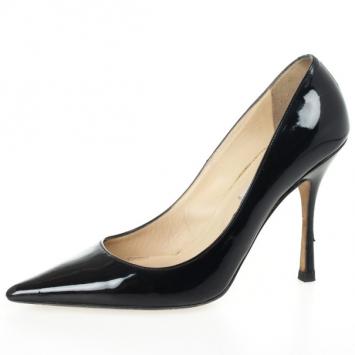 Jimmy Choo Black Patent Anouk Pointed Toe Pumps Size 38