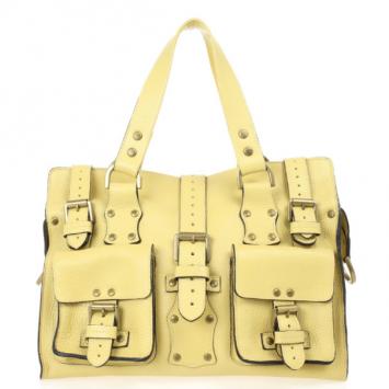 Pre Owned Mulberry Pale Yellow Leather Roxanne Satchel