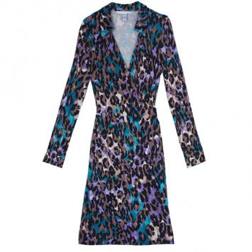 Diane Von Furstenberg Jeanne Animal Print Wrap Dress M