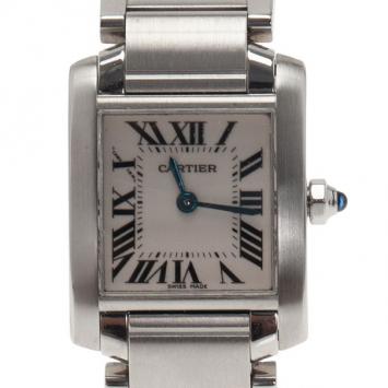Cartier Silver Stainless Steel Tank Francaise Women's Wristwatch 20MM
