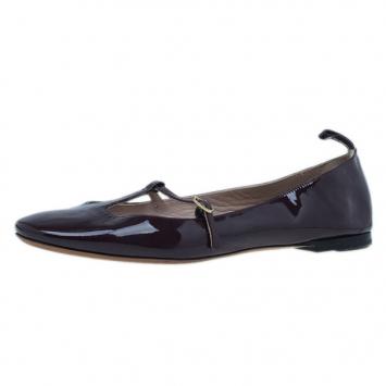 Chloe Burgundy Patent Leather Mary Jane Ballet Flats Size 38