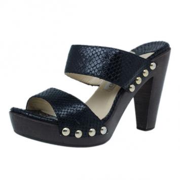 Jimmy Choo Black Python Wooden Slides Size 38