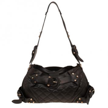 Burberry Brown Leather Medium Quilted Hobo