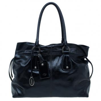 Tod’s Black Patent Leather Restyled D-Bag Media Tote
