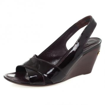 Louis Vuitton Amarante Patent Slingback Wedges Size 38