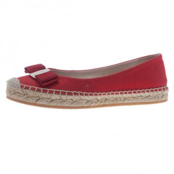 Salvatore Ferragamo Red Canvas Blake Espadrilles Size 37.5