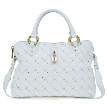 Marc Jacobs White Leather Large Rio Stardust Studded Satchel