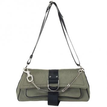 Christian Dior Green and Black Small Dual Strap Shoulder Bag