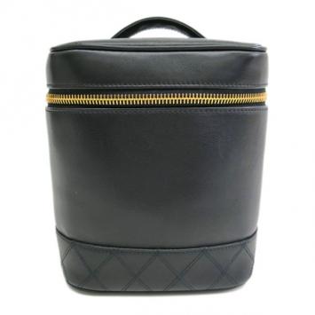 Pre Owned Chanel Black Calfskin Vanity Bag