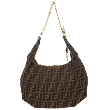 Pre Owned Fendi Zucca Chef Chain Link Hobo