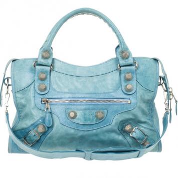 Balenciaga Light Blue Giant Silver City Bag