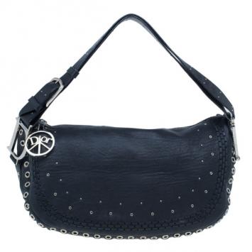 Christian Dior Black Studded Leather Shoulder Bag