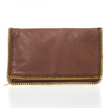 Stella McCartney Brown Falabella Shaggy Deer Fold Over Clutch 