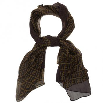 Fendi Brown Zucca Silk Stole