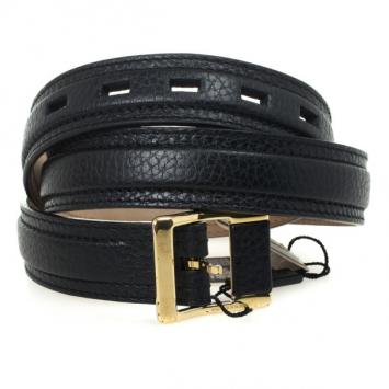 Burberry Black Leather Canmore Belt 80 CM