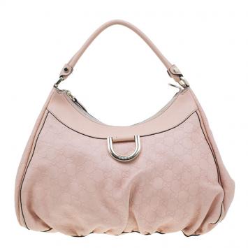 Gucci Pink Guccissima Leather D Ring Large Hobo Bag