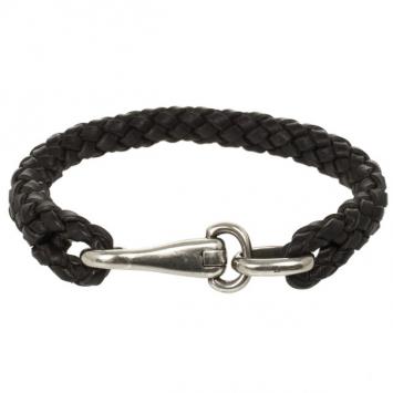 Gucci Brown Leather Woven Bracelet 20 CM