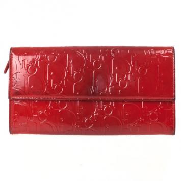 Christian Dior Red Patent Logo Embossed 'Ultimate' Continental Wallet 