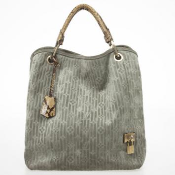 Louis Vuitton Jade Monogram Embossed Suede Whisper GM