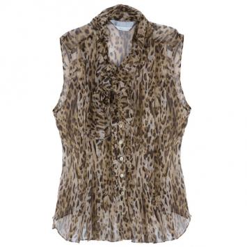 Max Mara Leopard Print Chiffon Top S