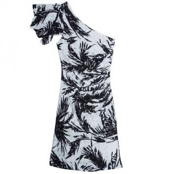 Diane Von Furstenberg Monochrome Carmona One Shoulder Dress L