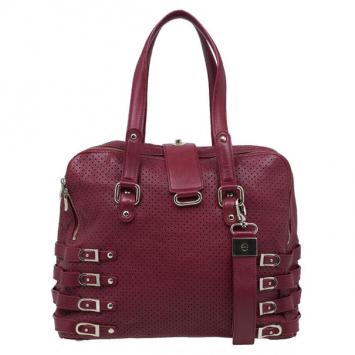 Jimmy Choo Red Textured Leather Large Blythe Tote