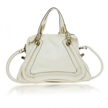 Pre Owned Chloe White Leather Small Paraty Tote