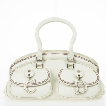 Christian Dior White Leather Medium Dior Detective Bag
