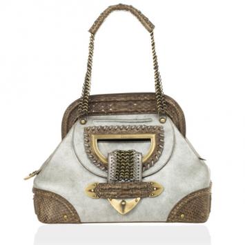 Christian Dior Python Grey Leather Boston Bag