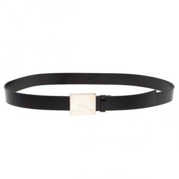 Gucci Black Leather Logo Plaque Belt 105CM