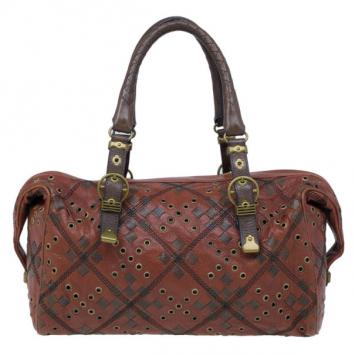 Bottega Veneta Orange Leather Boston Bag