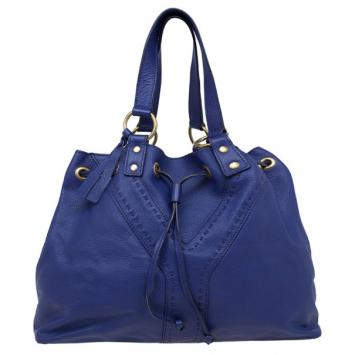 Saint Laurent Paris Purple Leather Convertible Shopper Tote