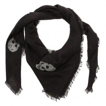 Alexander McQueen Black Silk Blend Skull Square Scarf