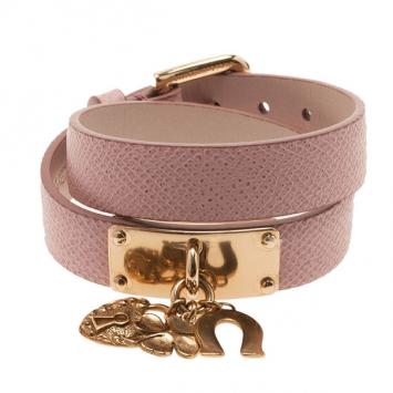 Dolce and Gabbana Good Luck Charms Light Pink Leather Bracelet