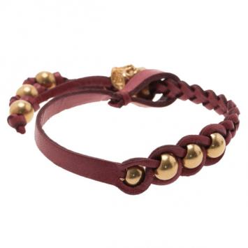 Alexander McQueen Red Braided Bracelet 19CM