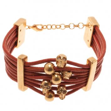 Alexander McQueen Orange Multi Skull Bracelet