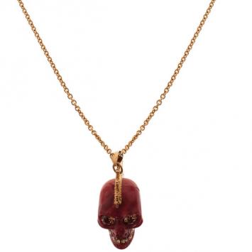 Alexander McQueen Plexi Punk Skull Red Pendant Necklace