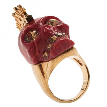 Alexander McQueen Skull Punk Black Plexi Ring Size 50.5