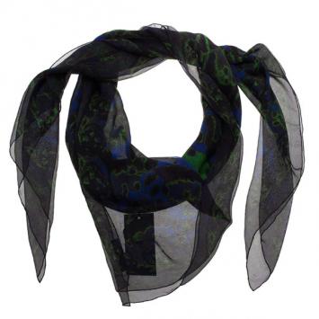 Alexander McQueen Black Printed Silk Square Scarf