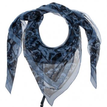 Alexander McQueen Blue Leopard Print Silk Square Scarf