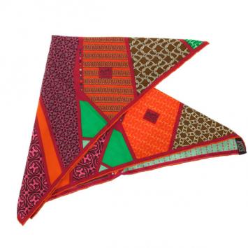 Hermes Pink Silk 'Carre En Cravates' Square Scarf