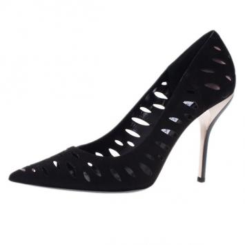 Jimmy Choo Black Suede Talka Cutout Pumps Size 40
